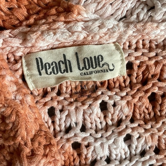 Peach Love California Orange Crochet Open Cardigan - Picture 8 of 9